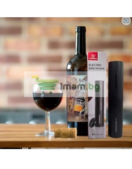 Автоматична отварачка за вино, работеща с батерии, черна